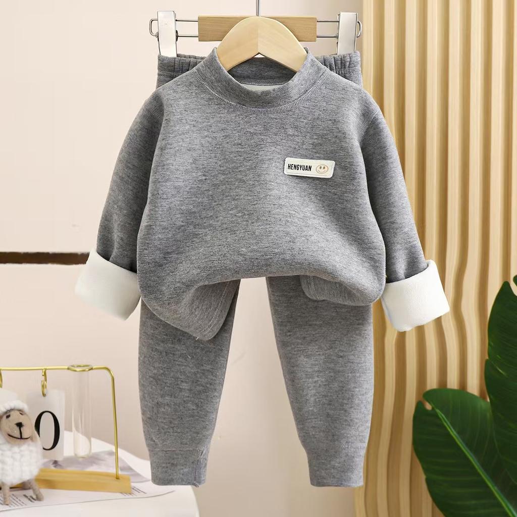 Autumn and Winter Children's Thermal Underwear Plus Fleece Suits Boys' Thick Pajamas Girls' Home Clothes Children's Clothing