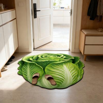 Floor Mat Non-Slip Crystal Velvet Rug 3D Chinese Cabbage Shape Living Room Bedroom Plush Floor Mat Home Decor