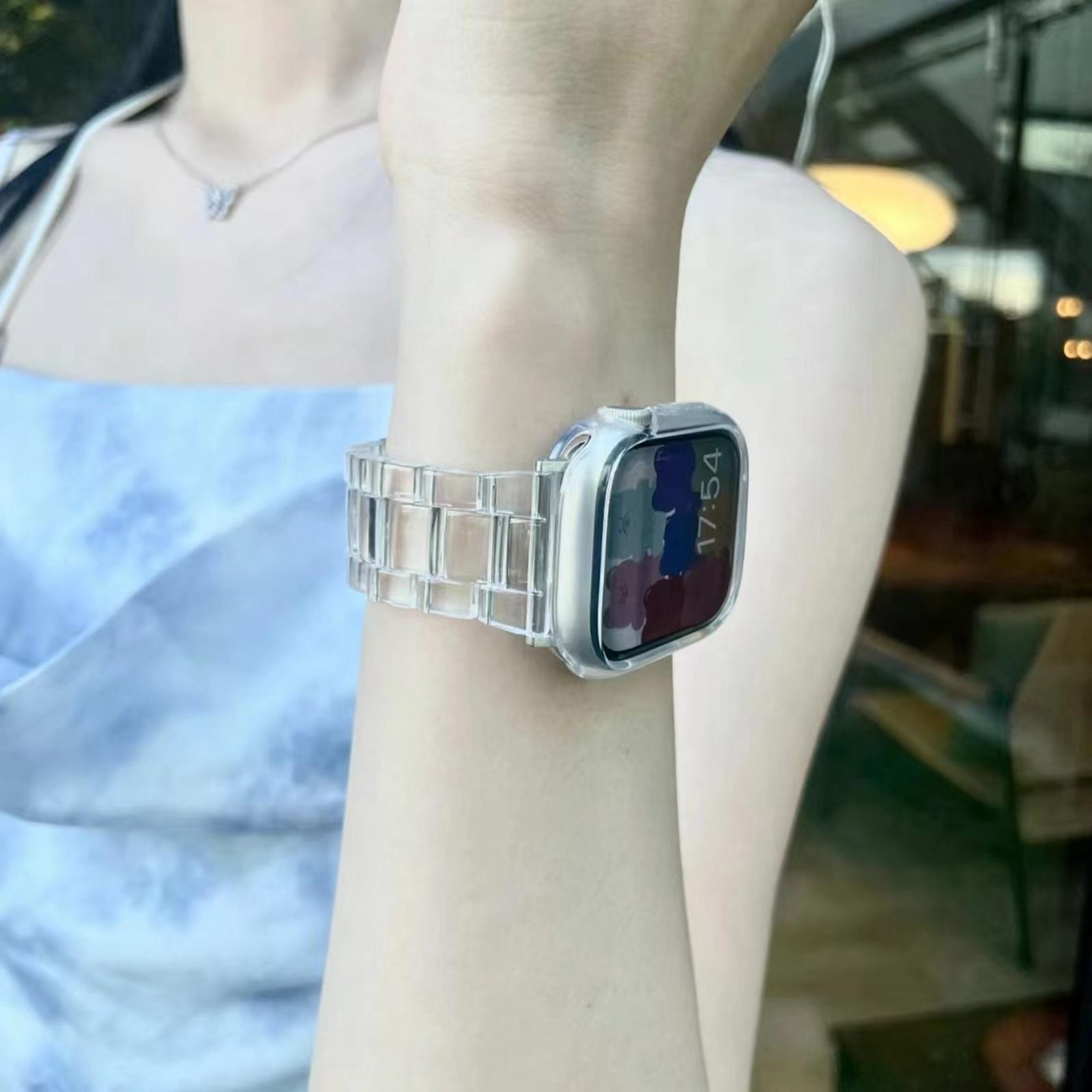 

Transparent loop link For Apple Watch band women Series Ultra 10/9/8/7/6 38mm 40mm 41mm 42mm 44mm 45mm 46mm Strap 38mm40mm41mm 42mmS10 прозрачный