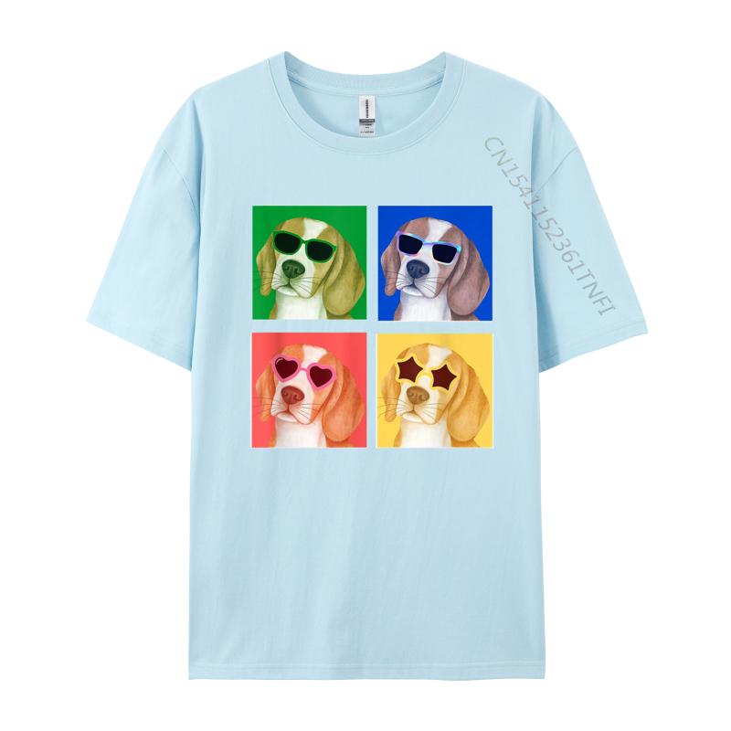 Cute Beagle Dog Colorful Retro TShirt New Coming Custom T Shirts Cotton Tees For Men 3D Printed Tight