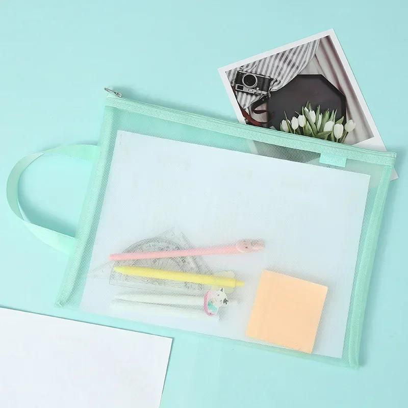 1pc Document Bag Folder for Documents Capacity A4 Zipper File Pocket Storage Organizer Office School Supply Waterproof