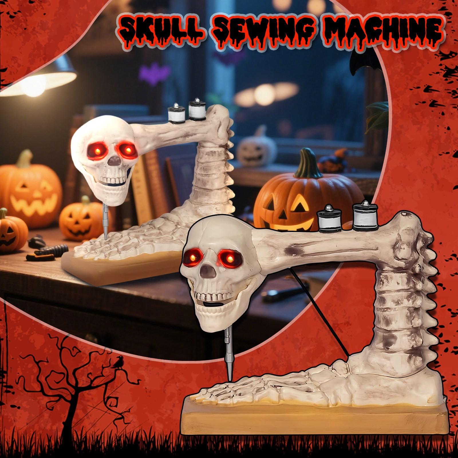 

Хэллоуин Украшение Швейной Машины, Активируемое Голосом, Со Светящимися Красными Глазами И Подвижной Челюстью, Звуковые Эффекты, Идеально Для Хэллоуинского Декора One Size