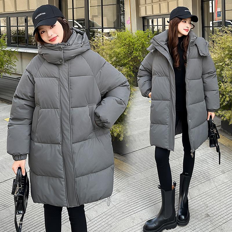 2025 New Medium and Long Cotton-padded Clothes Cotton-padded Clothes Hooded Versatile Fashion Loose Foreign Style Women's Coat