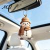 Hand Painted Snowman Keepsake Cute Acrylic Pendant, 2D Flat Car Rearview Mirror Hanging Holiday Pendant Decoration with Keychain Ring, Christmas Tree