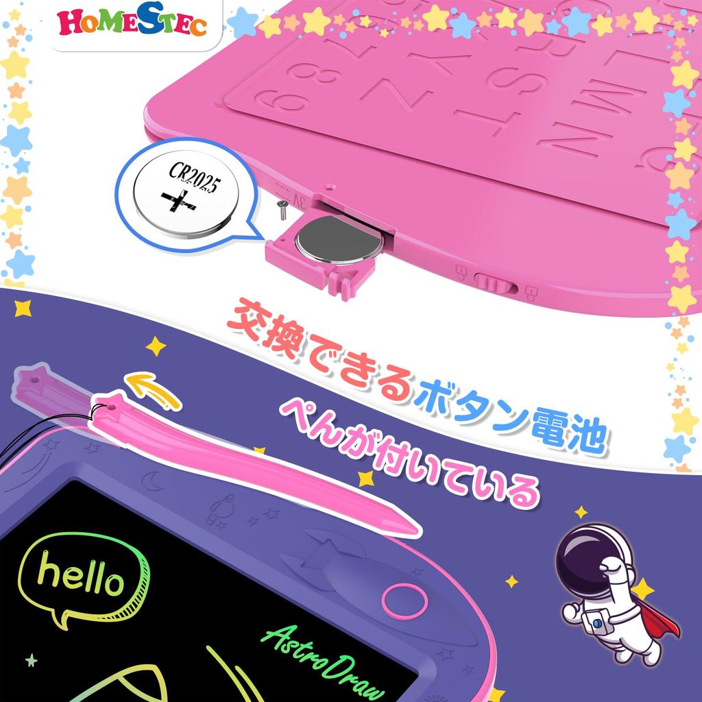 HOMESTEC AstroDraw Drawing Colorful Reusable and Early Educational Birthday Gift for Girls and Boys Ages and Board, High-Brightness Screen, Erasable,