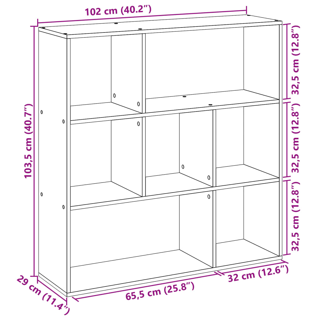 Room Divider Bookshelf White 102 x 29 x 103.5 cm Engineered Wood