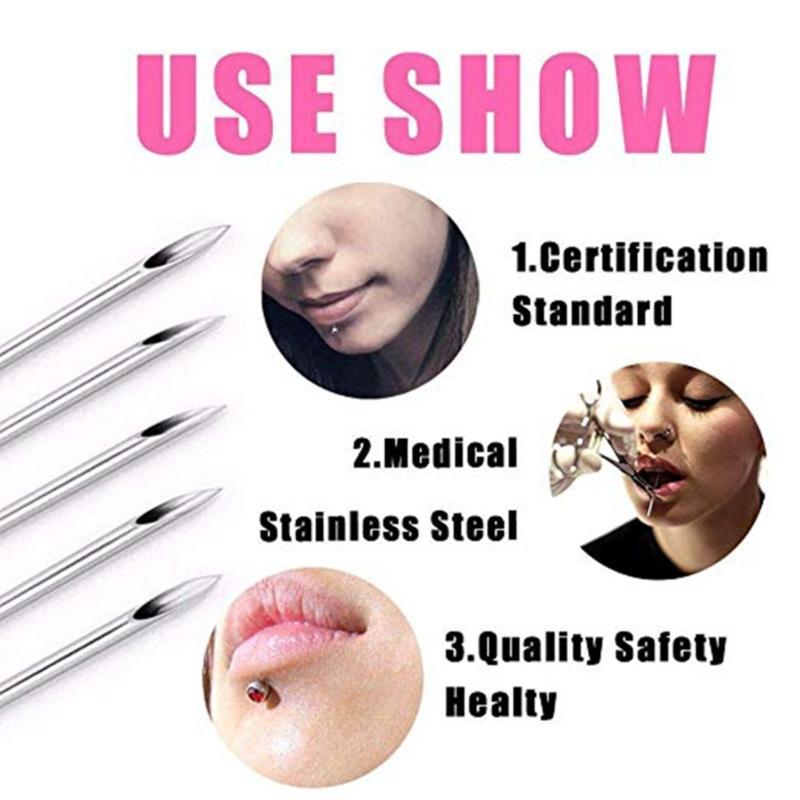 20Pcs/set Stainless Steel Body Piercing Needle 12G/13G/14G/15G/16G/17G/18G/19G/20G Hollow Mixed Piercing Needle Tool