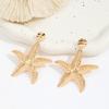 Vintage Gold Color Starfish Pendant Earrings for Women Fashion Metal Five Pointed Star Earrings Seaside Vacation Jewelry Gift