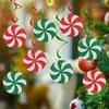 Christmas Candy Hanging Swirls Glitter Green Red White Candies Garland Banners Christmas