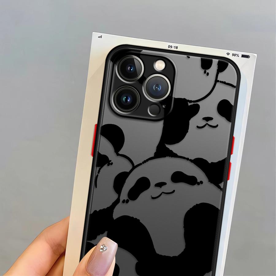 Cute Panda Funny Case for iPhone 17 Pro Max 13 Mini XS XR 15 12 14 7 8 SE 11 Air 16 Plus Funda Back Phone Cover
