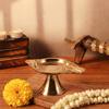 Kerala Ambachten Puur Messing Abhishek Patra Dienblad Schaal met PurnaPatra Standaard – Mandir Chowki