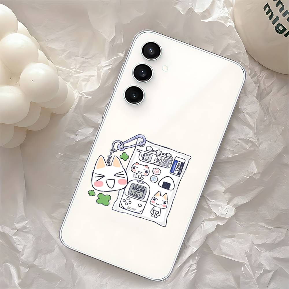 INS Cute T-Toro Inoue-S Cat Phone Case For Samsung Galaxy S25 S24 S23 S22 S21 FE Ultra Plus A32 A53 A13 A31 Soft Cover