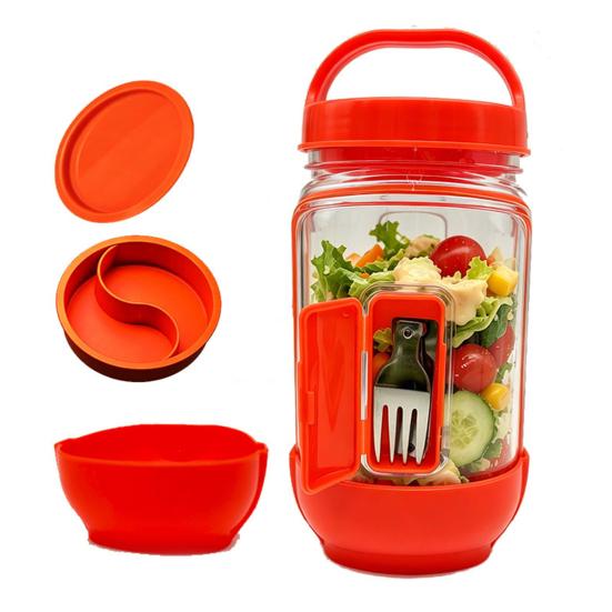 Barattolo per Insalata con Apertura Laterale Contenitore per Insalata Scatola Ermetica per Meal Prep con Scomparto per Condimento Ciotola Riutilizzabile Sicura per Alimenti per Viaggio Ufficio Pranzo
