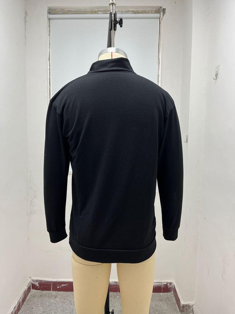 2023 Autumn Men's Long Sleeve V-Neck Wool Plush Polo Shirt