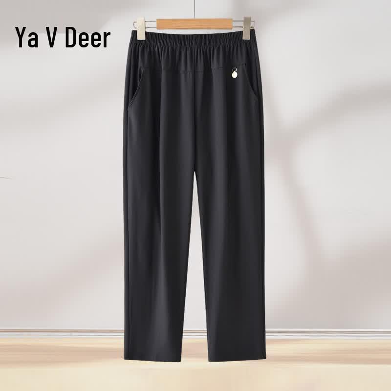 Yalu Women's Summer Ice Silk Straight Leg Cropped Pants