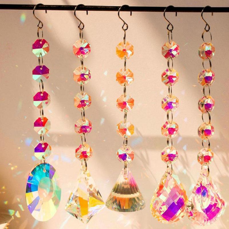 7pcs Sun Catcher Set for Indoor Windows, Featuring Crystal Beads and Rainbow Prism Balls, Perfect for Hanging Decorations In Offices Homes and Gardens