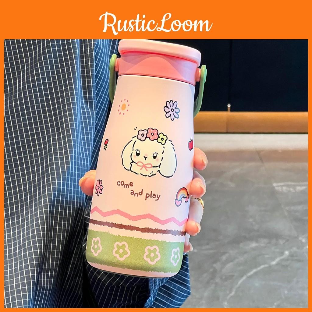 Letter Cartoon Dog Pattern Insulated Mug Portable Cup For Students Commuters And