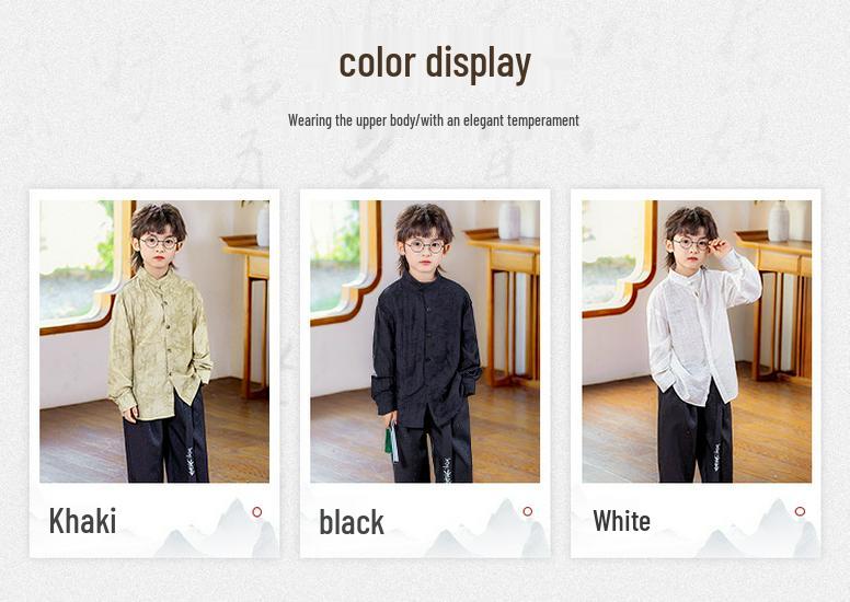 Boys' Chinese Style Hanfu Set - Spring/Autumn Shirt & Outfit for Performances and Formal Events