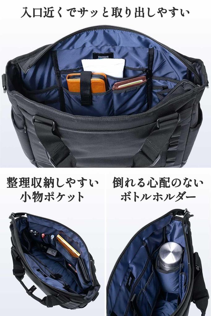 Tote Bag Ryggsäck Axelväska Tum PC-förvaring 21L Stor kapacitet A4-förvaring 15 fickor Utan logotyp Pendling till skolan Affärsryggsäck Svart [Sanwa