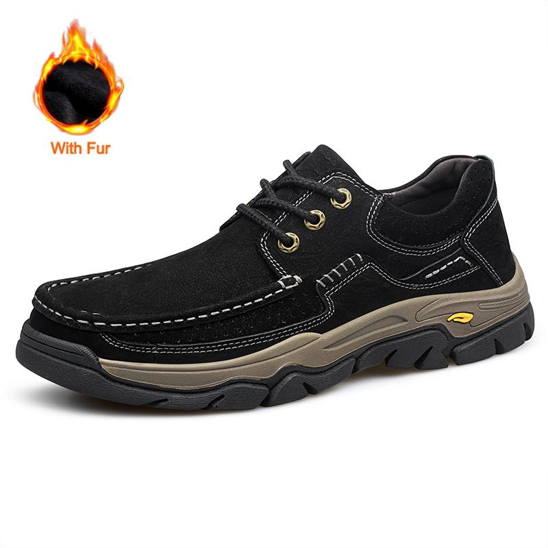 Fashion 2025 Genuine Leather Men's Casual Shoes Handmade Soft Cow Leather Thick Bottom Non-Slip Leisure Men Loafers Plus Size 37-49