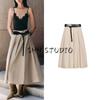 Autumn New Women Clothes Retro High Waist A Word Skirt With Belt Cape Style Midi Dress 1971803