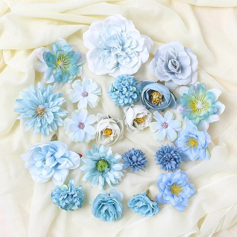 Gemischte künstliche Blütenköpfe, Seidenrosen, Kunstblumen für Heimdekoration, Hochzeitsdekoration, DIY-Bastelgirlanden-Zubehör