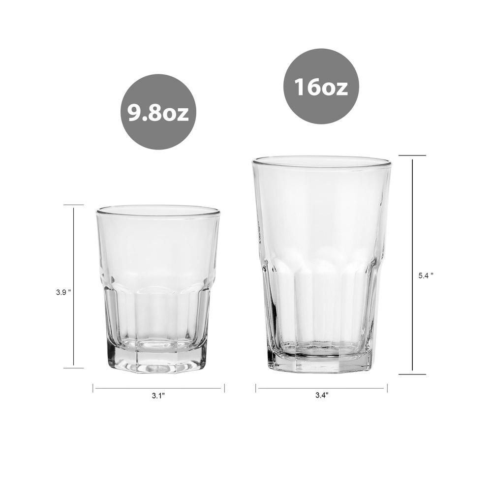 12 Piece Clear Glass Drinkware Set Perfect Juice Milk Water Mixed Drinks Indoor Outdoor Entertaining Dining Essentials