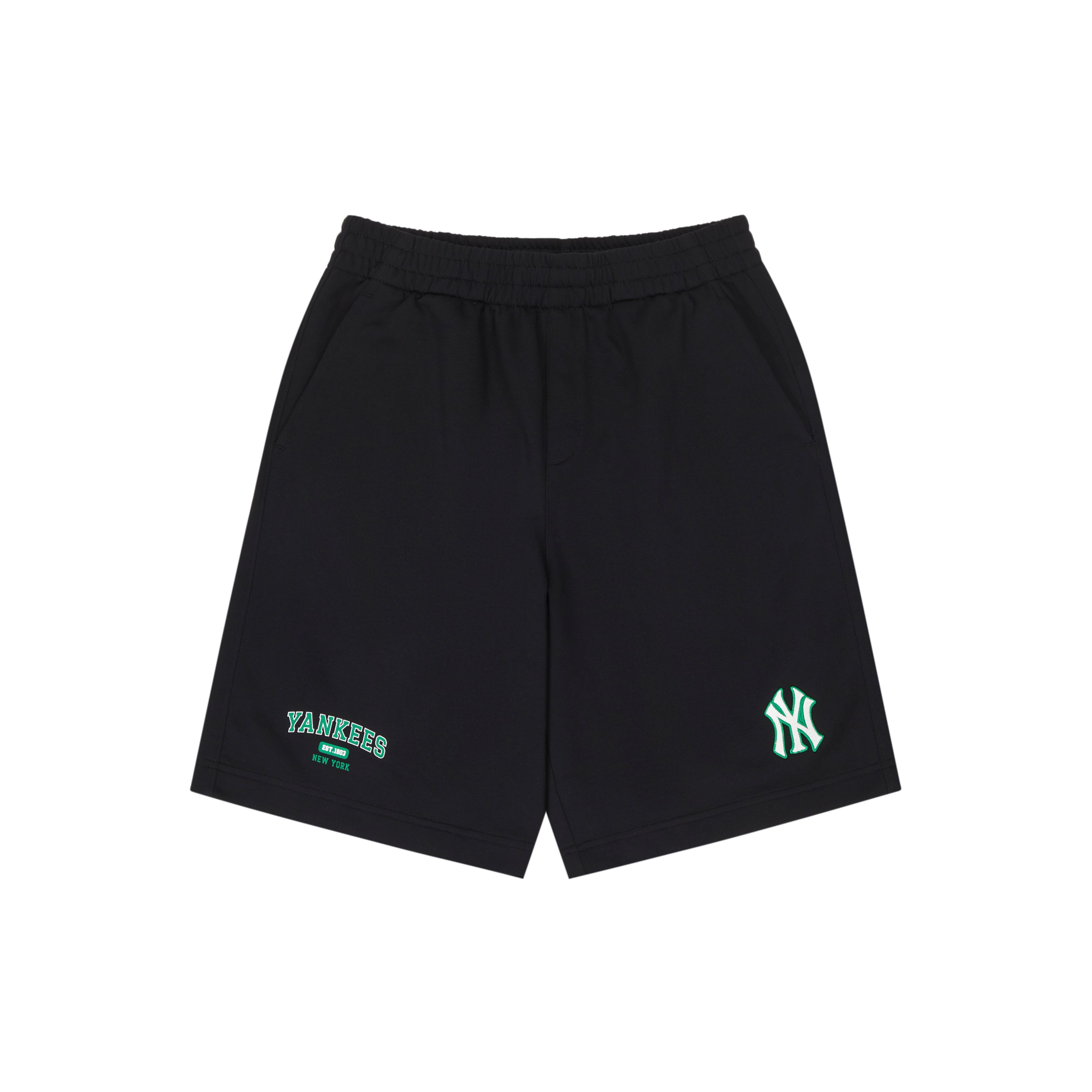 MLB New York Yankees Logo Elastischer Bund Gerade Beine Freizeitshorts Unisex Shorts Schwarz 3ASPV0143-50BKS S black