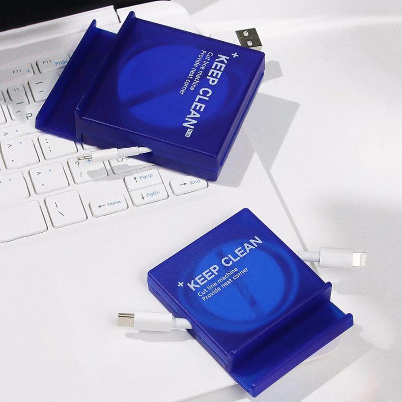 Portable Square Cable Organizer Cord Management Usb Cable Winder Retractable Phone Holder Charger Wire Storage Protector