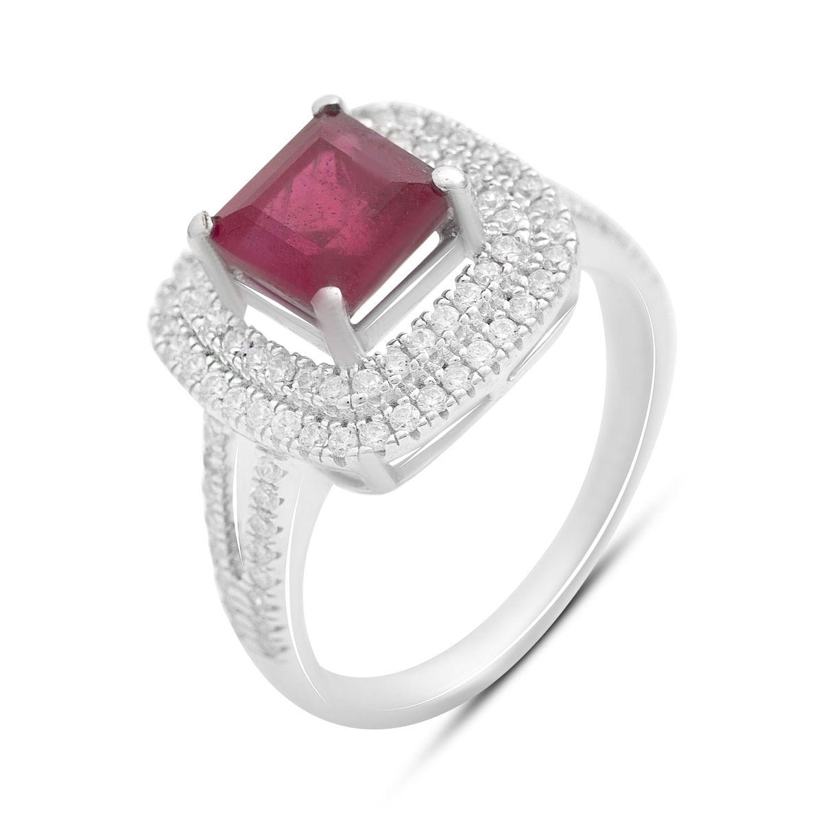 

Silver ring with a natural ruby 3.673ct, cubic zirconia, item weight 4.82 g (2205050) 17 rubine червоний колір