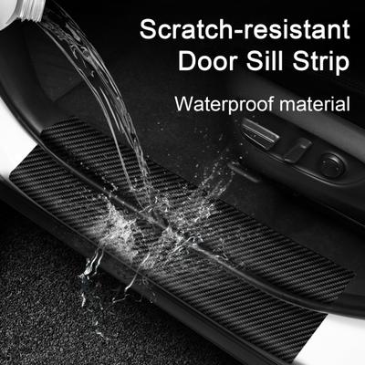 Carbon Fiber Car Door Sill Strip Universal Decorative Welcome Pedal Anti-Scratch Strip Dirt-Resistant Anti-stepping Protection Film Stickers