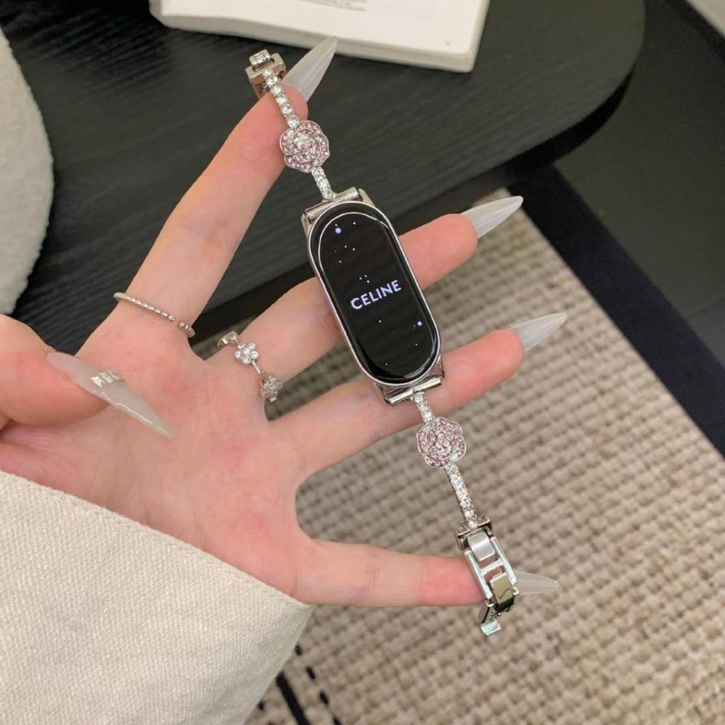 Redmi Watch 4/5 Kamelien-Diamantarmband & Xiaomi Smart Band Metallarmband