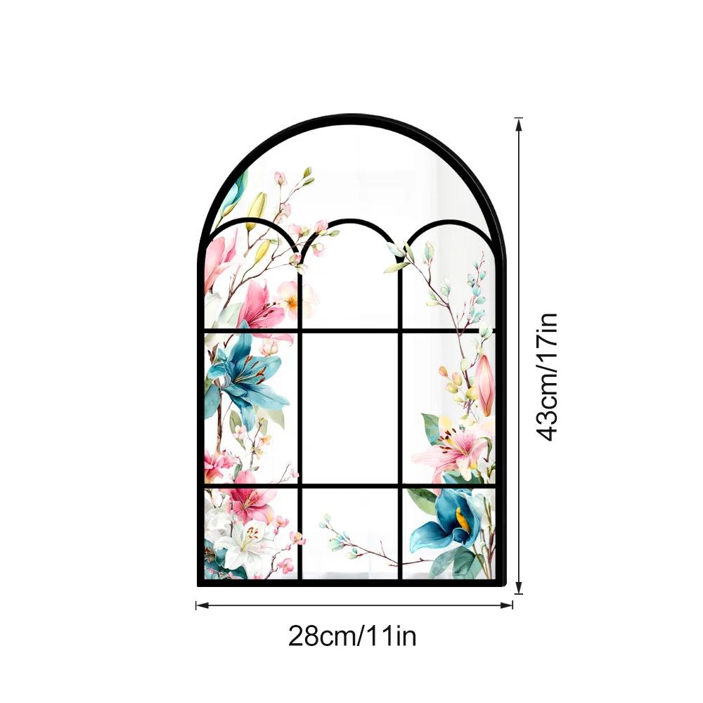 28x43cm Acrylic Arched Window Wall Mirror Wall Decorative Mirror Windowpane Arch Mirror for Bathroom Farmhouse Vanity Room Decor
