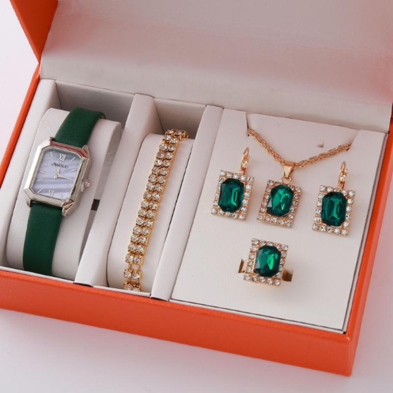 New Square Roman Watch Gem Bracelet Set Square Belt Watch Square Gem Bracelet Set Watch
