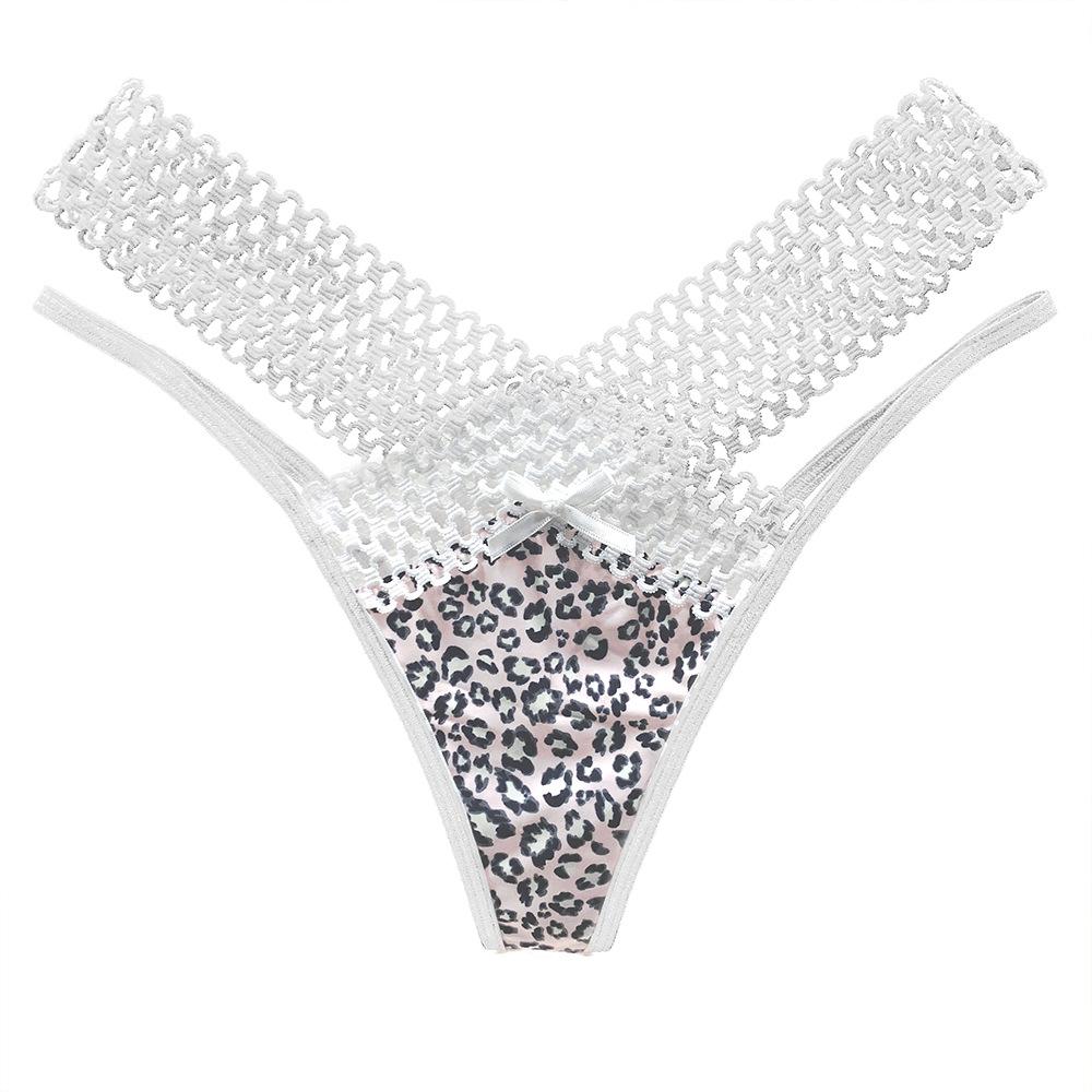 European and American Interwoven Hollow Ice Silk Underwear Women's Sports Fashion Outer See-through Low Waist Thin Belt Temptation Sexy Thong