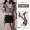 Sex police uniform one-piece suit sexy hollow straps secretary hip skirt hot perspective pajamas women
