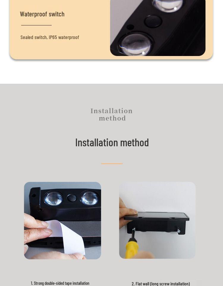 Waterproof Solar Wall Light - Outdoor Courtyard & Garden Decorative Spotlight