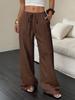 Pantaloni Larghi a Vita Media da Donna Pantaloni a Vestibilità Ampia Casual con Coulisse Intrecciati Estivi Lunghi per l'Uso Quotidiano