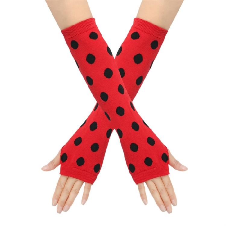 Cosplay Thigh High Long Socks for Women Girl Over Knee Stockings and Arm Warmers Insect Dots Print Costume Accessories