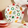 Ceramic Christmas Tableware Set with Handle, Soup Plate, Dinner Utensil, French Letter Cup, Steak Tray, Salad Bowl, Household