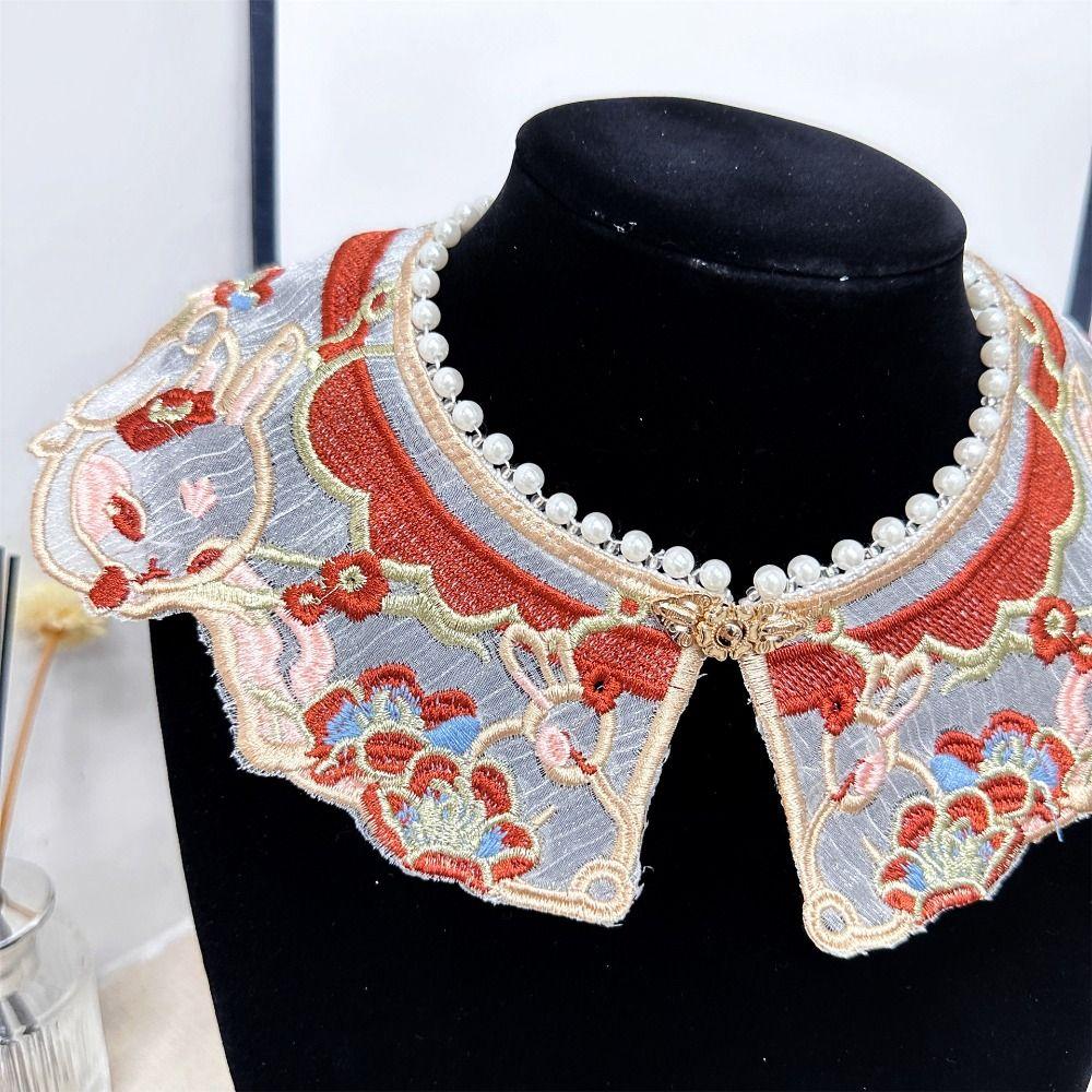 Floral Pattern Hanfu Shawl Elegant Detachable Collar Hanfu Shoulder Collar  Photography Prop
