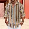 Men's Cotton and Linen Single Breasted Lapel Long Sleeved Shirt