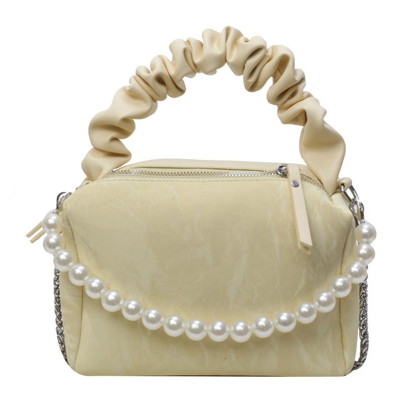 Autumn and Winter New Bag Women's Fashion Shoulder Messenger Bag Texture Beaded Candy Color Casual Square Bag