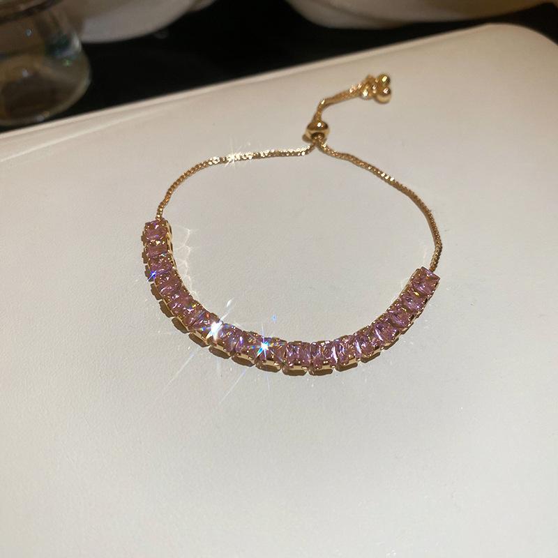 Pink Diamond Zirconia Starburst Flower Bracelet: Trendy, Luxurious Jewelry with Unique Design.