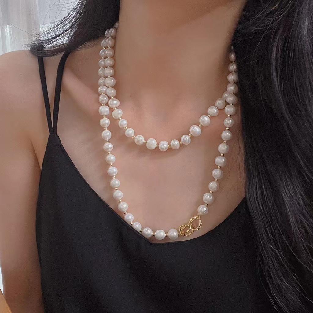 Retro Autumn And Winter Natural Freshwater Pearls Gypsy Stars, A Variety Of Wearing Methods, Sweater Chain, Necklace, Neck Chain, Atmosphere