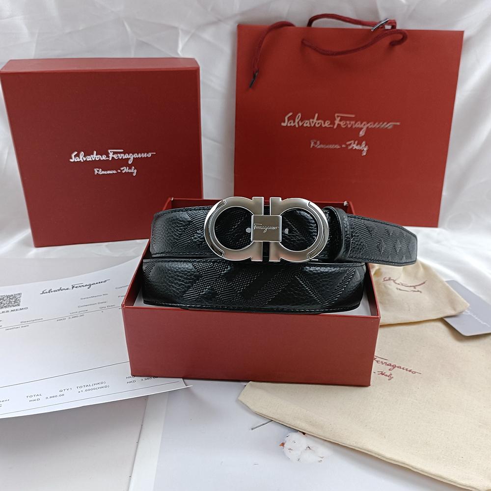 Salvatore Ferragamo 3,5cm Pánský pásek Luxusní značka Designový pásek Oblek Džíny Formální Značkový Dárková krabička