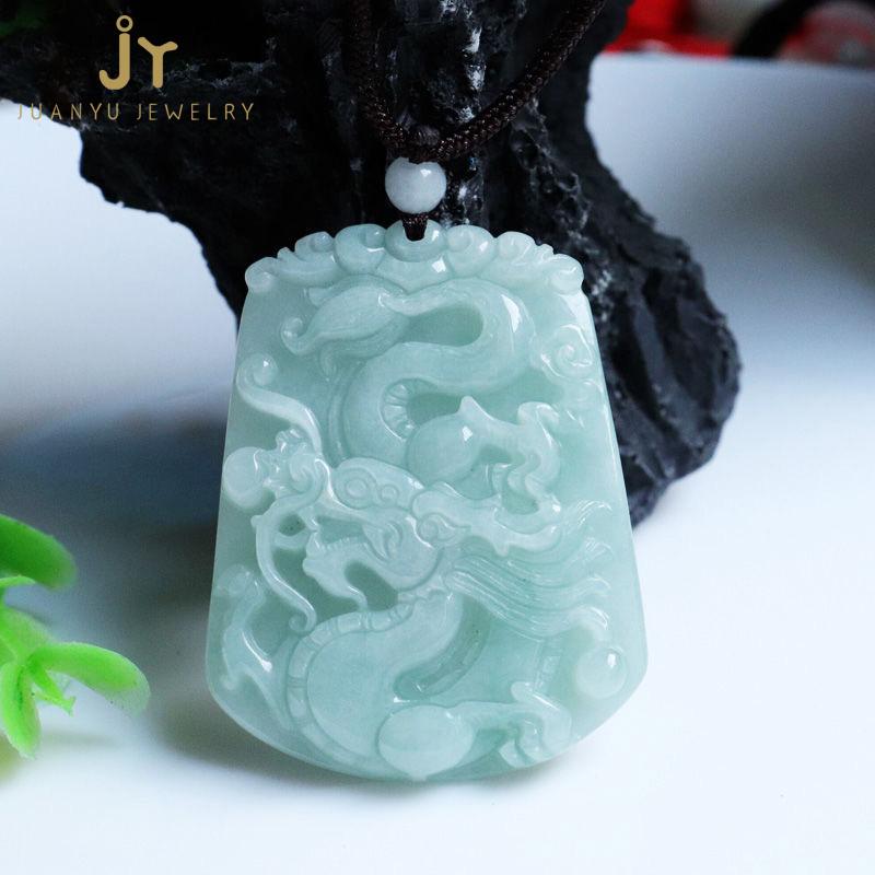 Joyería de Moda Colgante de Jadeíta Tallado a Mano Colgante Encanto de Jade Natural de Birmania Colgante de Dragones Colgante de Jade de Myanmar