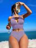 New European and American High-waisted Sexy Lace-up Pit Strip Bikini Split Swimsuit Swimsuit Bikini