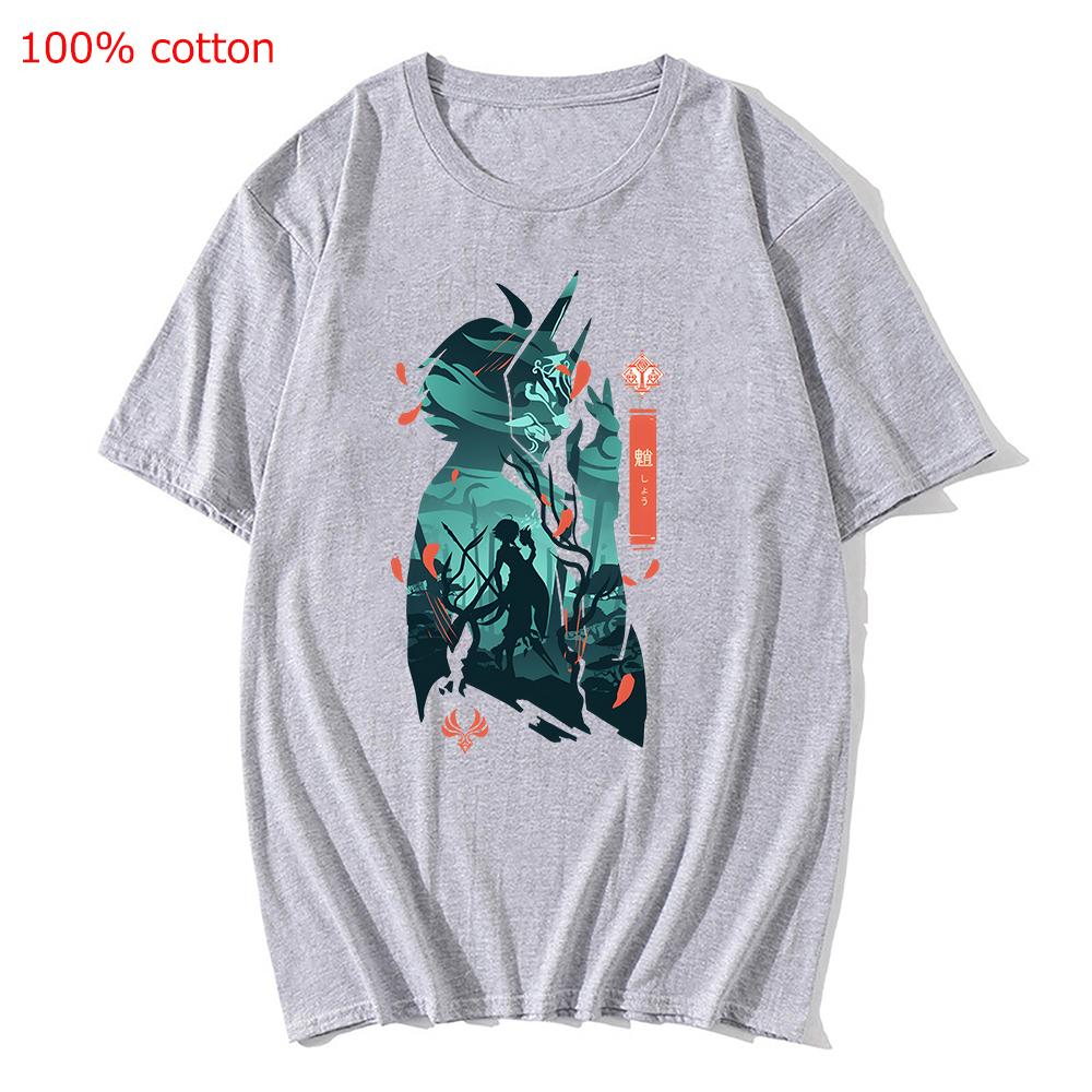 Genshin Impact Printing Tshirts Xiao Venti Print Tee Shirts Hu Tao Zhong Li Graphic T-shirt Kaedehara Kazuha Raiden Shogun Tees