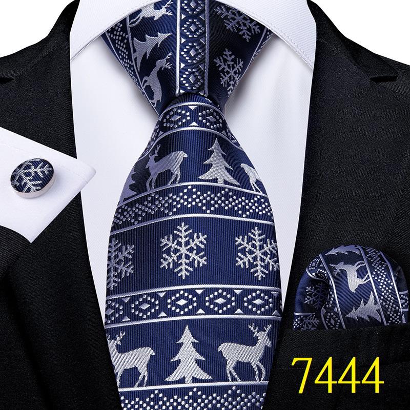 HISDERN Cravatta Natalizia Per Uomo Cravatta Tessuta Pupazzo Di Neve E Fazzoletto Da Taschino